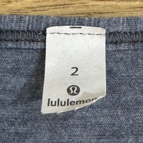 LULULEMON Do the Daily Short Sleeve Tee SZ 2 Blue Grey Heathered Workout T-shirt - Picture 6 of 7